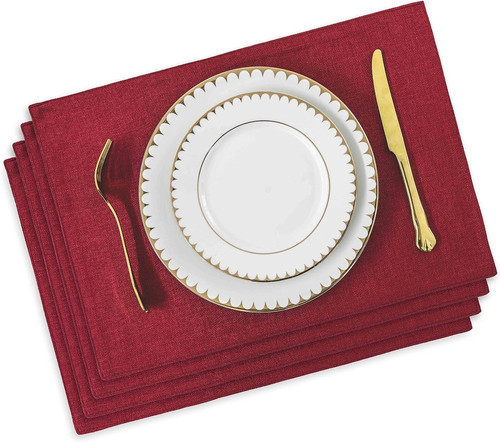 Red placemats set - red,