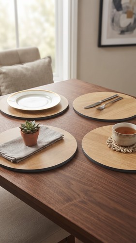 Round natural wood oak - round,