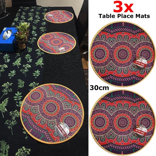 Round woven placemats 30cm - 3x,