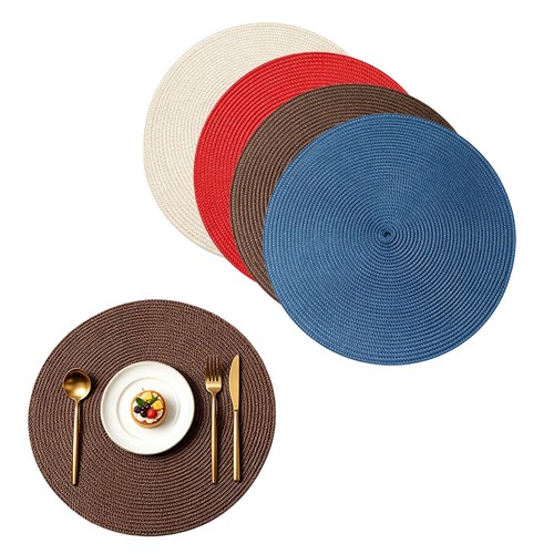 Round woven pcs placemats - woven, 4/6