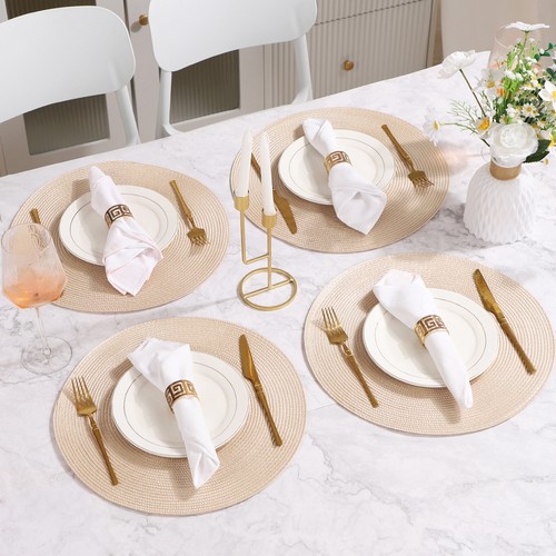 Round woven pcs placemats - woven,