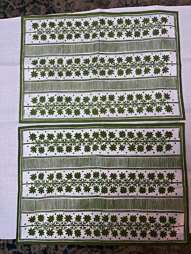 Set green white floral - of,
